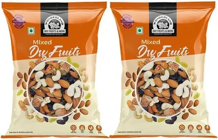 Wonderland Foods Dry Fruits Panchmewa 400g ALmonds, Cashews, Green Raisins, Black Raisins, Dry Dates